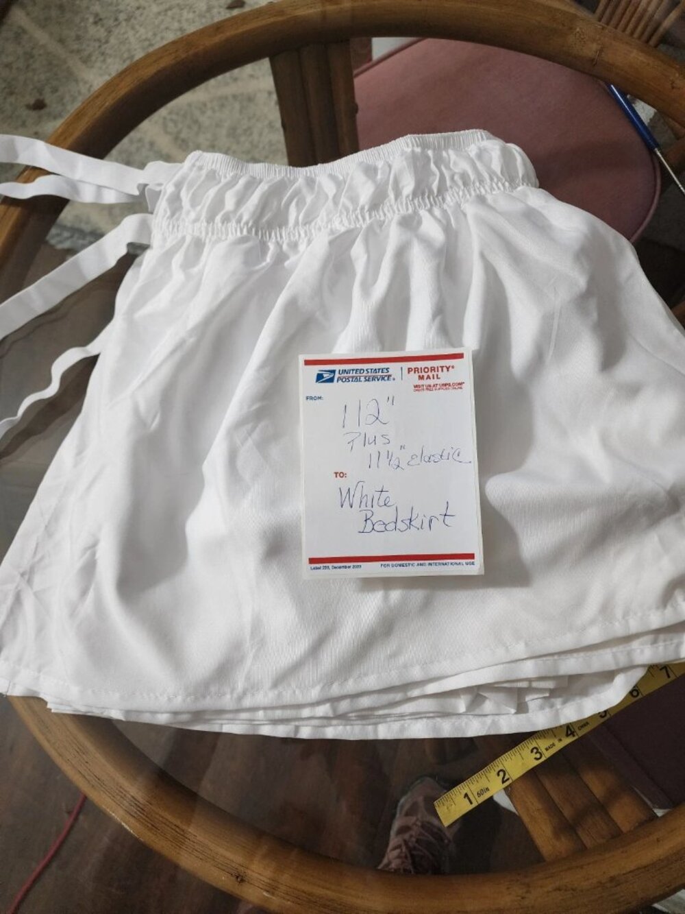 White Lightweight Bedskirt 112" plus 11" elastic